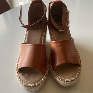 Beast Fashion Peep Toe Wedge with Ankle Strap